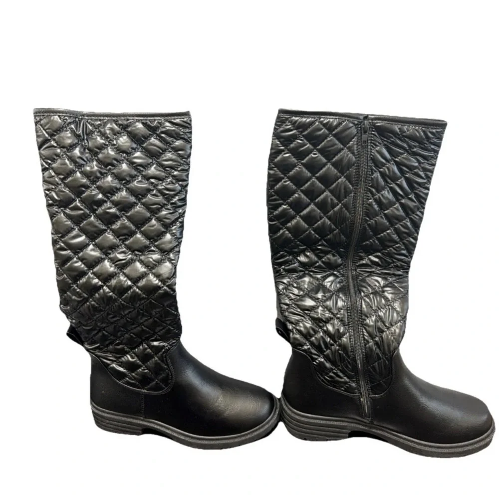 🆕Gloria Vanderbilt Quilted Tall Shaft Black Riding Boots Style Women size 8 NEW